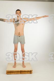 Whole body nude modeling t pose of Willard in underwear…